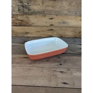 Vintage WCL Stoneware Coral Small Rectangular Ribbed Baking Dish
